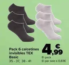 Carrefour Tex basic - pack 6 calcetines invisibles oferta