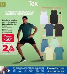 Carrefour Tex - camiseta técnica con reflectante o bermuda técnica oferta