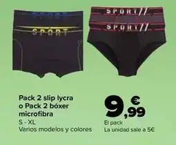Carrefour Tex - pack 2 slip lycra o pack 2 bóxer microfibra oferta