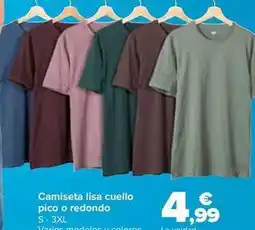 Carrefour Tex - camiseta lisa cuello pico o redondo oferta