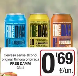 SPAR Fragadis Free damm - cervesa sense alcohol original, limona o torrada oferta