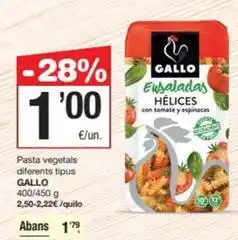 SPAR Fragadis Gallo - pasta vegetals diferents tipus oferta