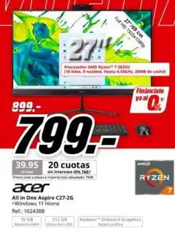 MediaMarkt Acer - all in one aspire c27-2-6 oferta