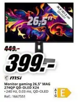 MediaMarkt Msi - monitor gaming 26.5 mag 274q q-oled x24 oferta