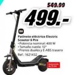 MediaMarkt Xiaomi - patinete eléctrico electric scooter 6 pro oferta