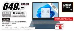 MediaMarkt Lenovo - portátil depad slim 3 15arp10 oferta