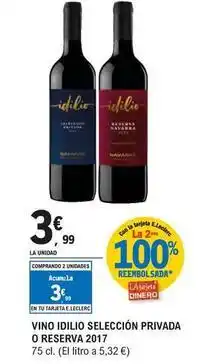 E.Leclerc Idilio - vino selección privada o reserva 2017 oferta