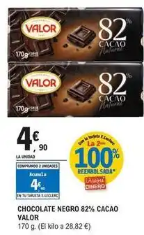 E.Leclerc Valor - chocolate negro 82% cacao oferta