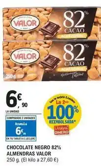 E.Leclerc Valor - chocolate negro 82% almendras oferta