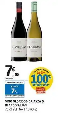 E.Leclerc Bodegas palacio - vino glorioso crianza o blanco s/lias oferta