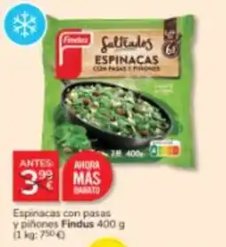 Consum Findus saltados espinacas con pasas y piñones oferta