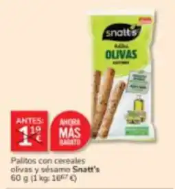 Consum Snatt's palitos con cereales olivas y sésamo oferta