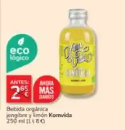 Consum Komvida bebida orgánica jengibre y limón oferta