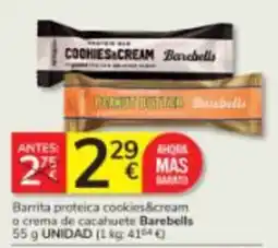 Consum Barebells barrita proteica cookies&cream o crema de cacahuete oferta