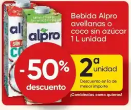 FROIZ Alpro bebida avellanas o coco oferta