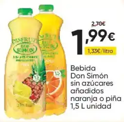 FROIZ Bebida Don Simón sin azúcares añadidos naranja o piña oferta