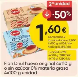 FROIZ Dhul flan huevo original o sin azúcar 0% materia grasa oferta