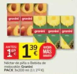 Consum Néctar de piña o Bebida de melocotón Granini oferta