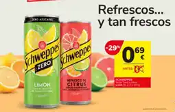 Consum Schweppes limón Zero o citrus oferta