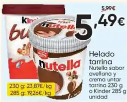 FROIZ nutella helado tarrina sabor avellana y crema untar tarrina oferta