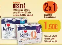 FROIZ Nestlé kéfir líquido natural o multifrutos 0% sin lactosa oferta