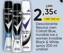 FROIZ Rexona desodorante men cobalt blue invisible ice o women invisible black & white spray oferta