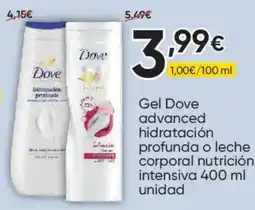 FROIZ Dove gel advanced hidratación profunda o leche corporal nutrición intensiva oferta