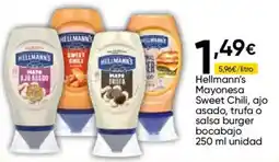 Cash FROIZ Hellmann's Mayonesa Sweet Chili, ajo asado, trufa o salsa burger bocabajo oferta