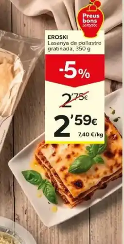 Caprabo Eroski lasanya de pollastre gratinada oferta