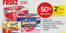 FROIZ Kit Kat Mix-in Yogur Dúo, Smarties fresa, Nesquik snack multipack oferta