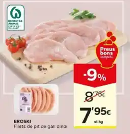 Caprabo Eroski filets de pit de gall dindi oferta
