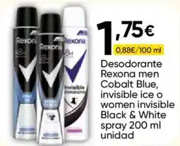 Cash FROIZ Rexona desodorante men cobalt blue invisible ice o women invisible black & white spray oferta
