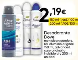 Cash FROIZ Dove desodorante men clean comfort oferta