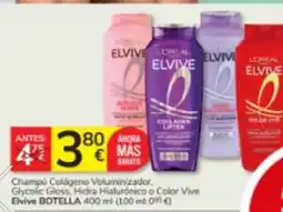 Consum Elvive champú colágeno voluminizador, glycolic gloss, hidra hialurónico o color vive oferta
