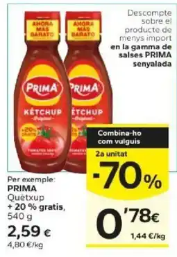 Caprabo Prima ketchup oferta