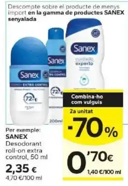 Caprabo Sanex Desodorant roll-on extra control oferta