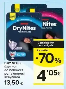 Caprabo Drynites gamma de bolquers per a enuresi senyalada oferta