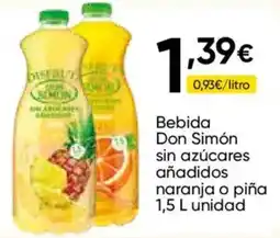 Cash FROIZ Bebida Don Simón sin azúcares añadidos naranja o piña oferta