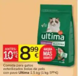 Consum ultima comida para gatos esterilizados bolas de pelo con pavo oferta