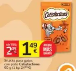 Consum Catisfactions snacks para gatos con pollo oferta