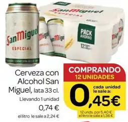 Supermercados El Jamón San Miguel cerveza oferta
