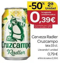 Supermercados El Jamón Cerveza Radler Cruzcampo oferta