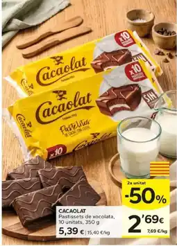 Caprabo Cacaolat pastissets de xocolata oferta