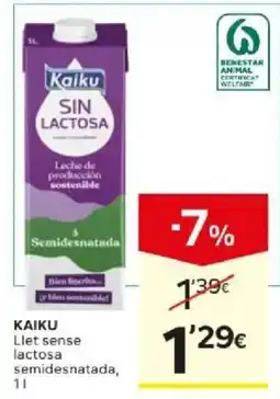 Caprabo Kaiku llet sense lactosa semidesnatada oferta