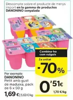 Caprabo Danonino petit amb gust de maduixa oferta