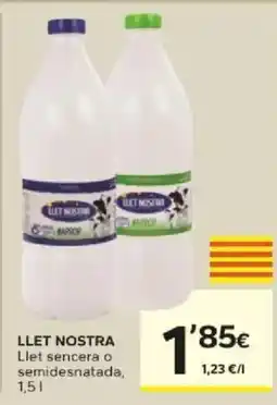 Caprabo Llet nostra llet sencera o semidesnatada oferta