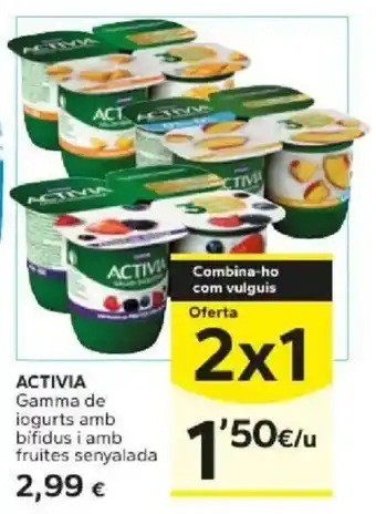 Activia gamma de iogurts amb bifidus i amb fruites senyalada