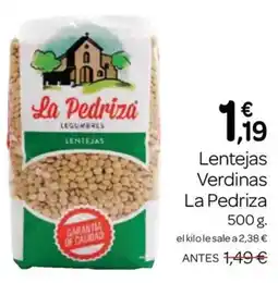Supermercados El Jamón La Pedriza lentejas verdinas oferta