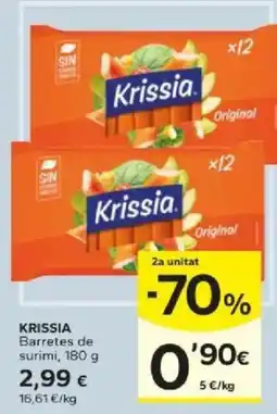 Caprabo Krissia barretes de surimi oferta