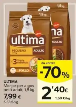 Caprabo Ultima menjar per a gos petit adult oferta
